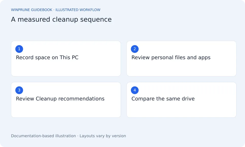 Free Up Disk Space on Windows Safely — illustrated workflow