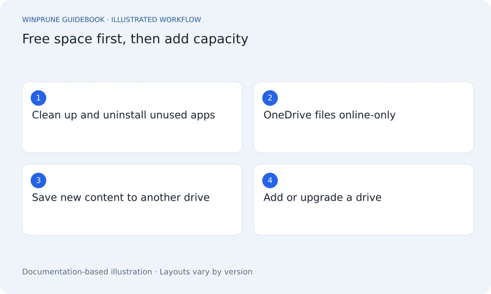 How to Increase Storage on Windows: 7 Ways to Get More Space — illustrated workflow