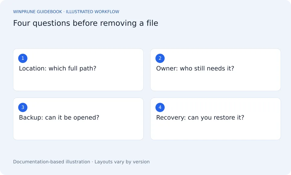 A File Cleanup Checklist: What to Check First — illustrated workflow